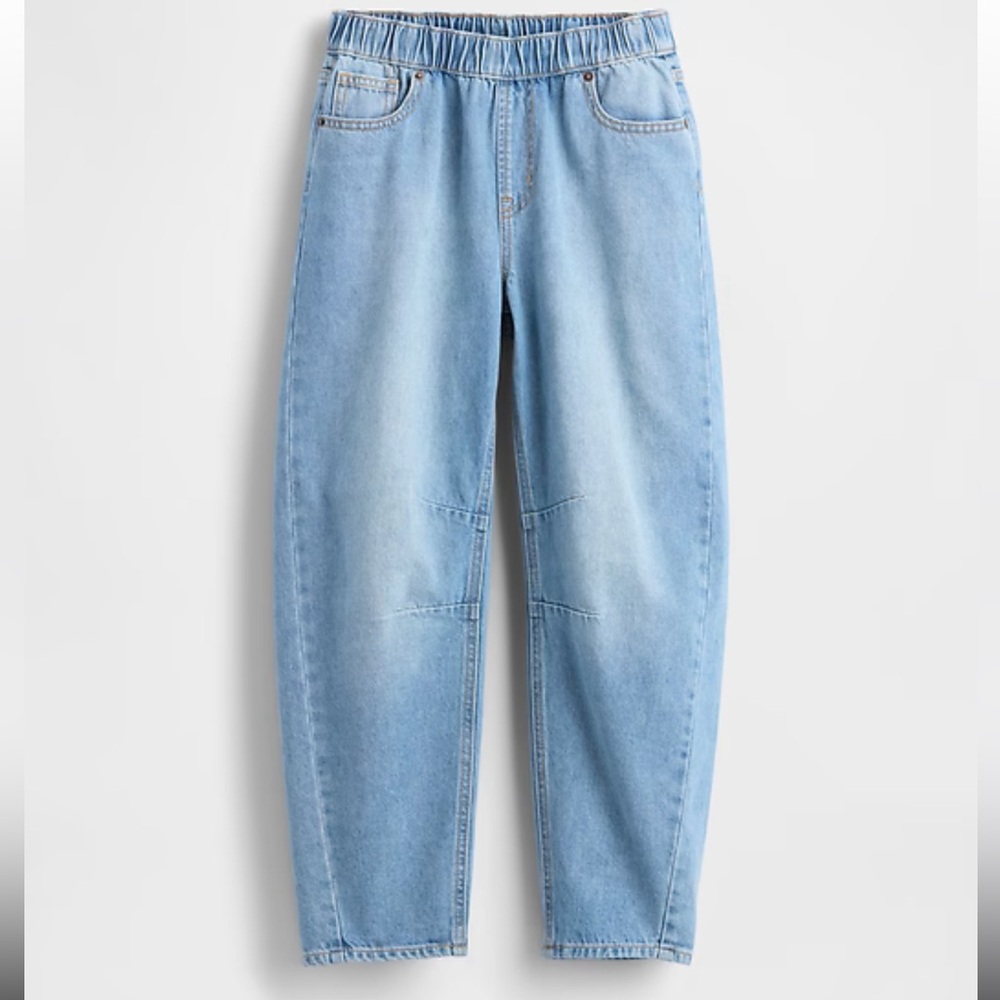 NWT GAP girls barrel jeans relaxed fit stretch waist Light blue size XXL 14-16